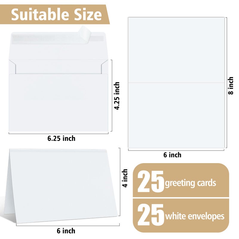 GoClimber Blank Cards and Envelopes 4x6, 25 Pack White Invitation Cardstock with Envelopes Self-Seal, Blank Greeting Cards for DIY, Invitations, Wedding, Photos - Image 2